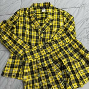 90s Clueless Yellow Plaid Skirt and Blazer